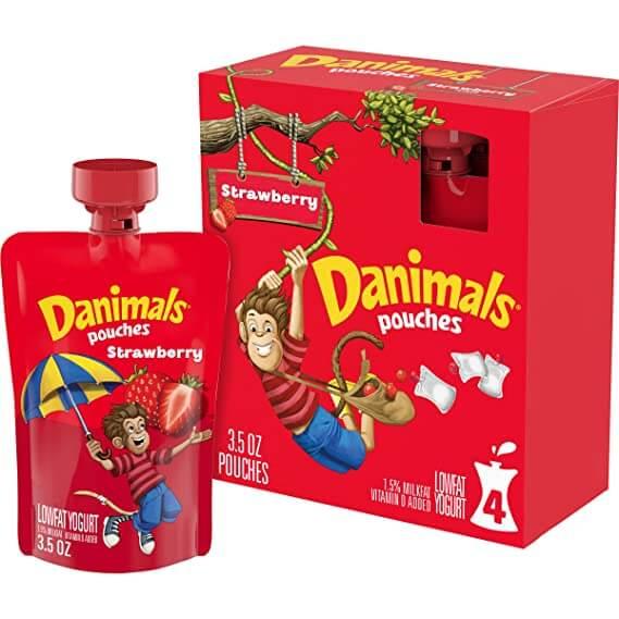 Dannon - Danimals Strawberry Yogurt Pouches - 4oz/4pk