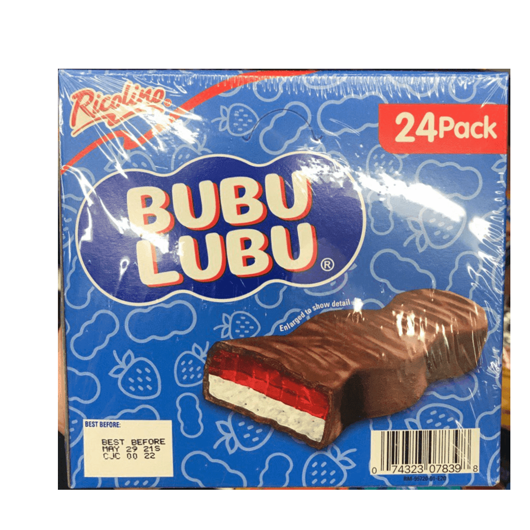 Bubulubu - Chocolate Coated Marshmallow Filled With Strawberry Jelly (24 Bars