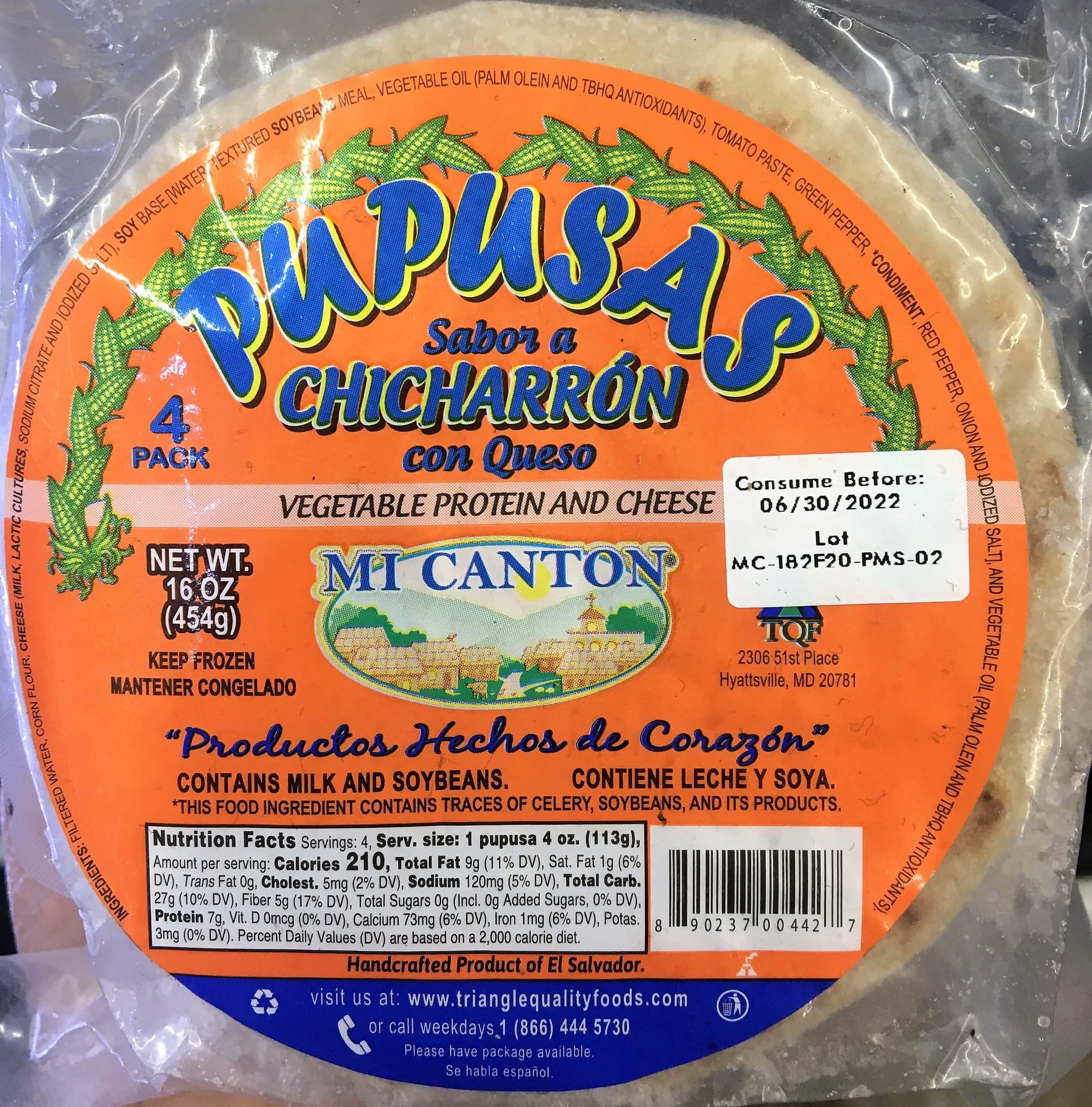 Mi Canton - Pupusas Vegetable Protein and Cheese 4unit