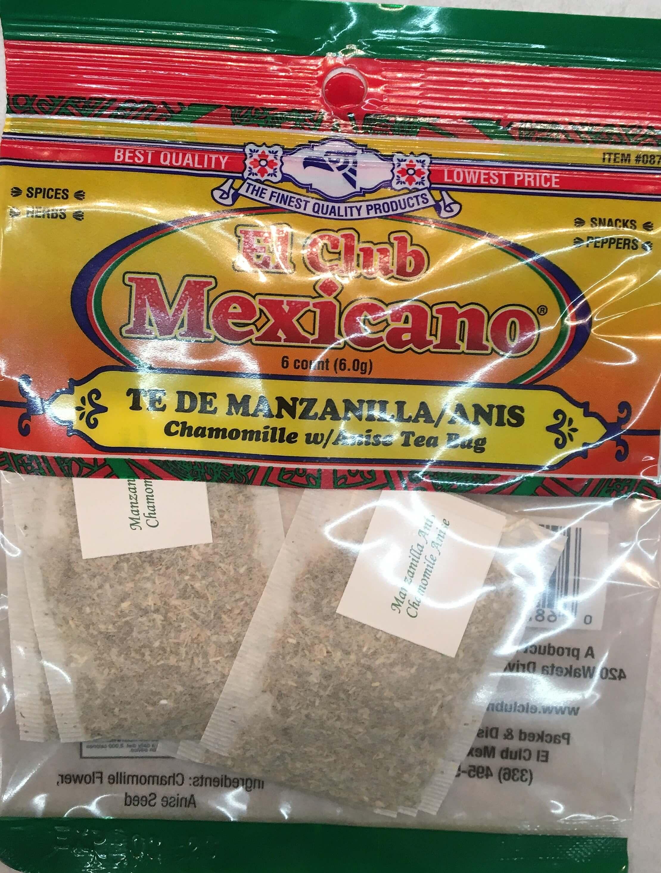El Club Mexicano - Chamomille w/ Anise Tea Bag 6 count.