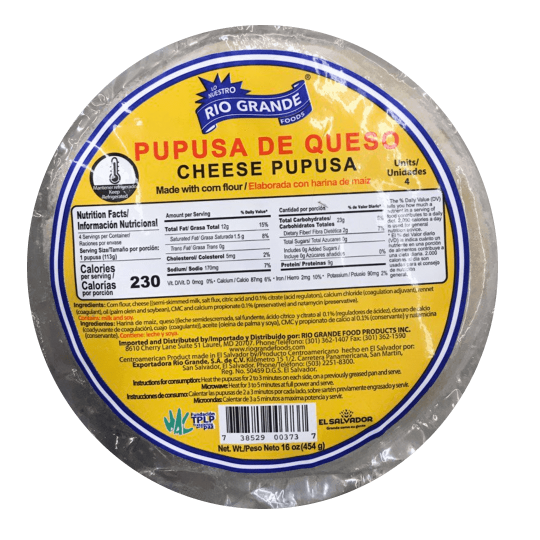 Rio Grande - Frozen Cheese Pupusa 16oz, 4Ct