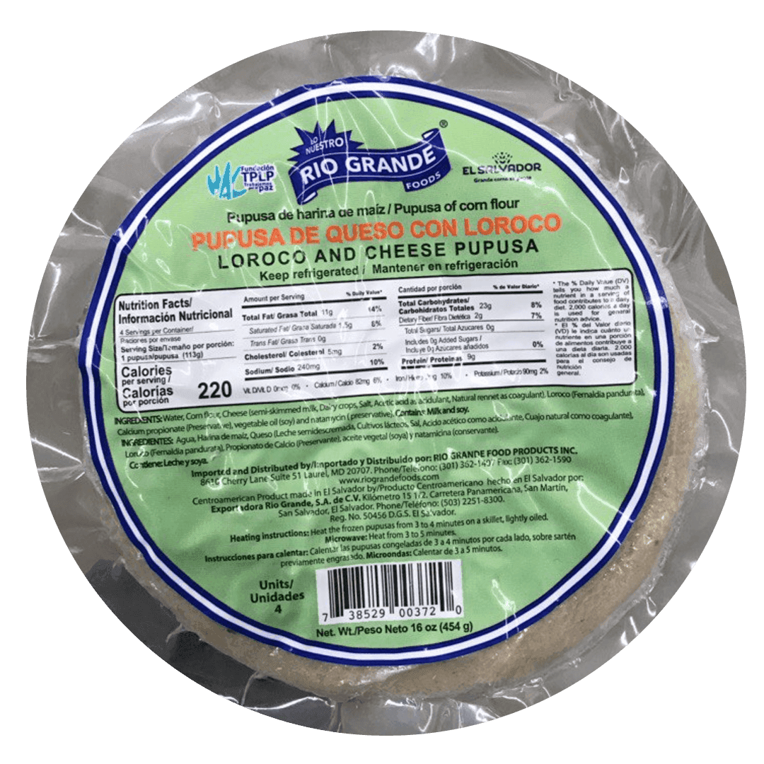 Rio Grande - Frozen Loroco & Cheese Pupusa 16oz, 4Ct