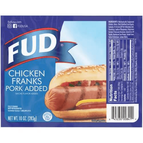 FUD - Chicken Franks Pork Added 10 oz