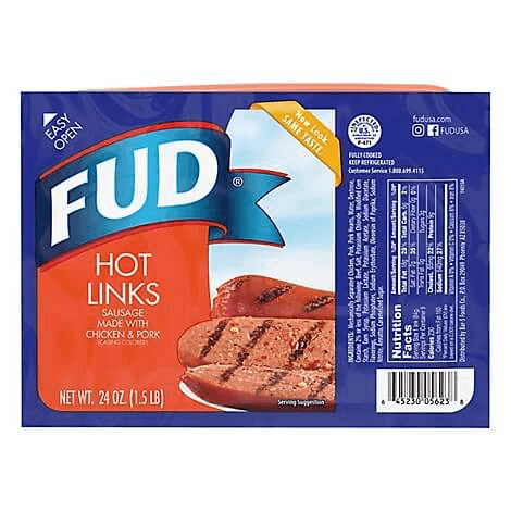 FUD - Hot Links, Sausage made with Chicken & Pork, 8 Links per Pack