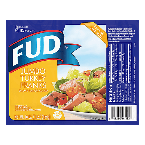 FUD - Jumbo Turkey Franks Smoke Flavor Added 16 oz