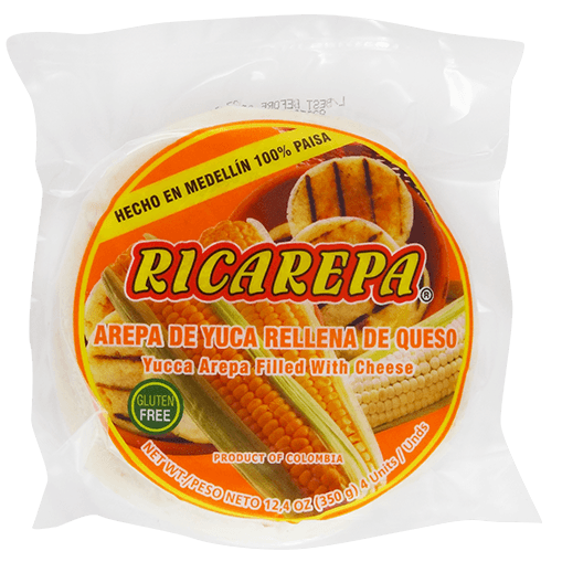Ricarepa - Frozen Yuca Arepa Filled with Cheese 12.4oz, 4ct